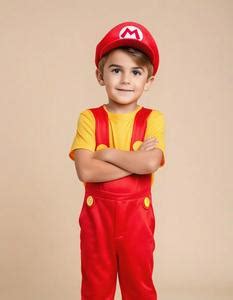 Boy Mario Costume. Face Swap. Insert Your Face ID:961979