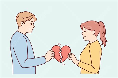 Unhappy Couple Holding Broken Heart Suffer After Breakup Or Split, Lover, Upset, Character PNG ...