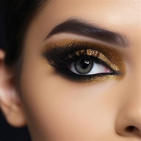 Premium AI Image | a woman with a gold eye makeup and a gold glitter ...