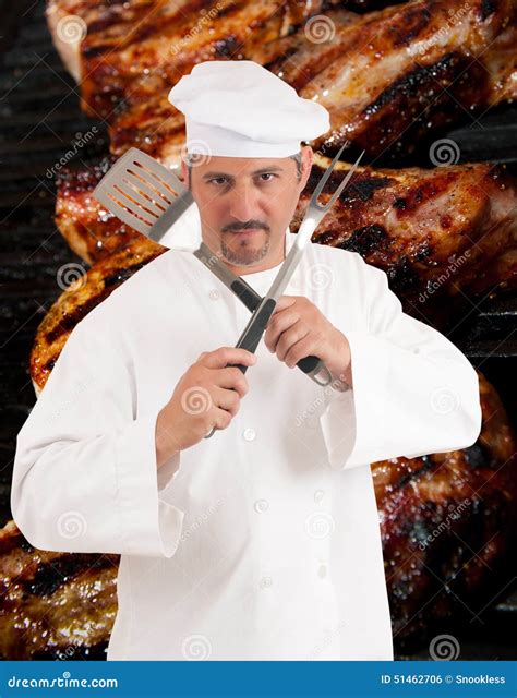 Chef de barbecue photo stock. Image du déjeuner, commercial - 51462706