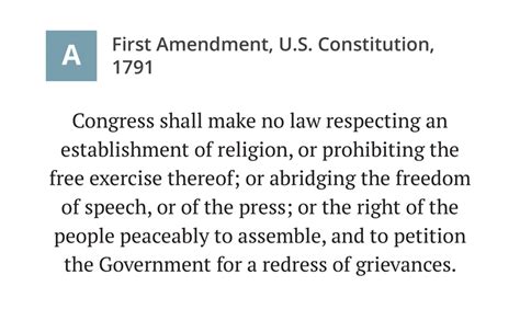 Handout A: First Amendment, U.S. Constitution, 1791 - Bill of Rights ...