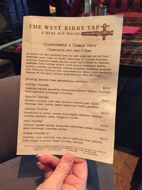 Menu at West Kirby Tap pub & bar, West Kirby