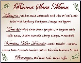 Buona Sera Menu | This is the menu that is included in the B… | Flickr