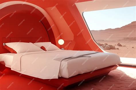 Premium AI Image | Mars Colony Chic Futuristic Bedroom with a Martian ...