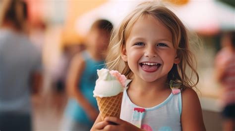 Premium Photo | Happy child eating ice cream Generative AI
