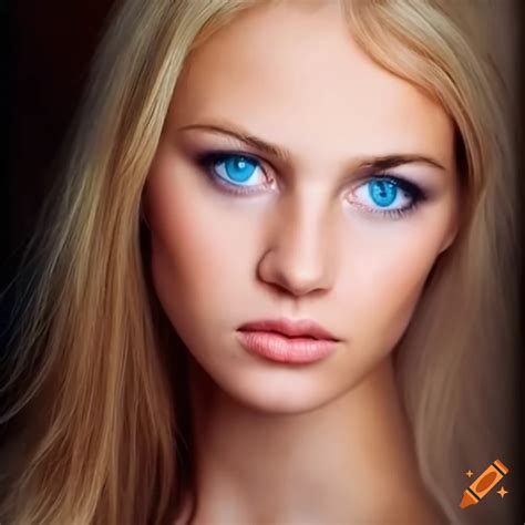Blond woman with blue eyes