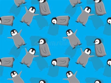 Penguin Baby Walking Cartoon Cute Seamless Pattern Wallpaper-01 Stock ...