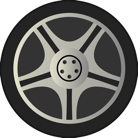 Clipart - Simple Car Wheel Tire Rims Side View