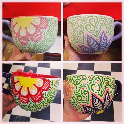 Pottery painting designs, Pottery painting, Pottery mugs