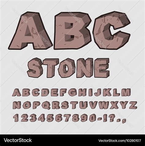 Stone abc rock font set of letters from brown Vector Image