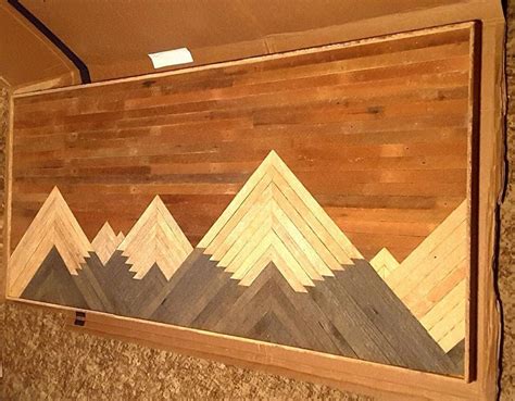 Wood Wall Art, Extra Large Living Room Wall decor, 70" by 30" Handmade Wood Mountai… | Large ...