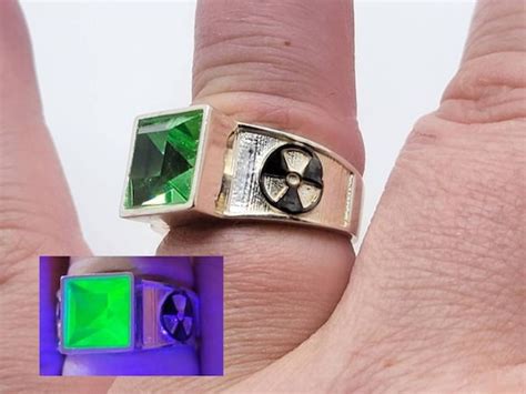 Sterling Uranium Glass Ring Men's Unisex Radioactive - Etsy