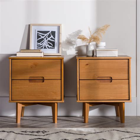 Middlebrook mid century solid wood 2 drawer nightstand set of 2 – Artofit