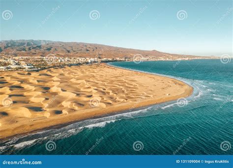 Aerial Maspalomas Dunes View on Gran Canaria Island. Stock Photo ...