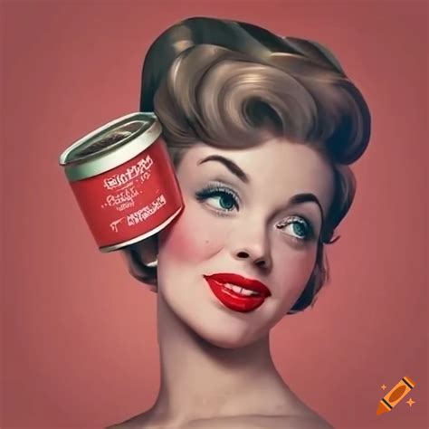 Canned meat product for strong women with 1950s branding on Craiyon