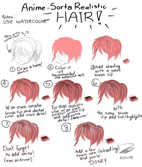 KINDA ANIME -REALISTIC HAIR TUTORIAL Miraee.arts - Illustrations ART street