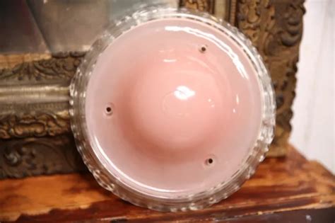 VINTAGE ANTIQUE ART Deco Ceiling Light Lamp Fixture Glass Shade Chandelier Pink $142.06 - PicClick
