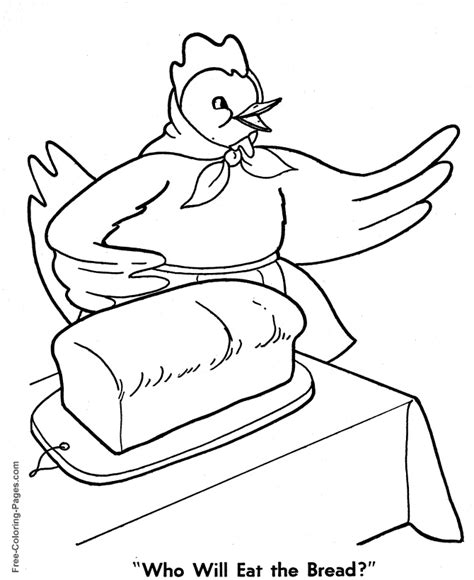 Eat the Bread Little Red Hen story coloring page