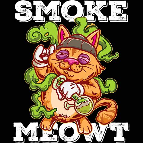 Smoke Meowt Stoned Cat Marijuana Stoner Pothead Cannabis | Etsy