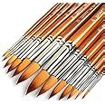 Amazon.com: ARTDINGD Artist Round Painting Brushes Set, 13 Pcs Professional Nylon Hair Wood Long ...