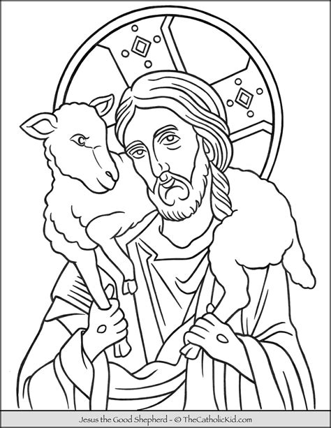 Jesus the Good Shepherd Coloring Page - TheCatholicKid.com