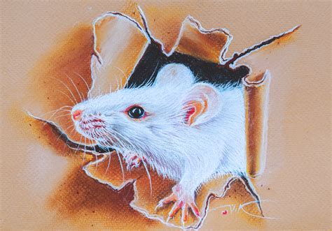 Mouse Painting Animals Original Art Animals Painting Pastel Small Wall ...