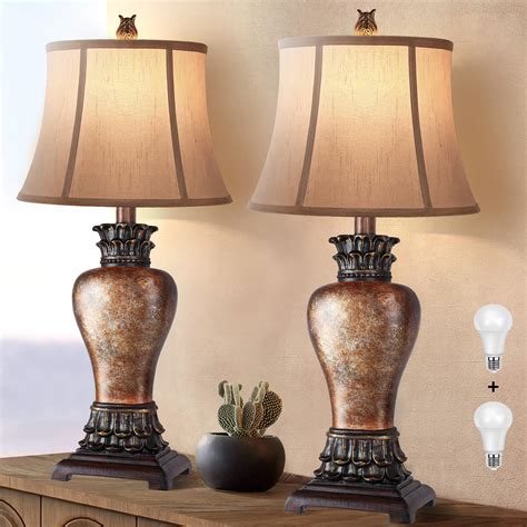 29" Tall Farmhouse Rustic Table lamps Set of 2 for Living Room,3-Color Temperature Dimmable ...