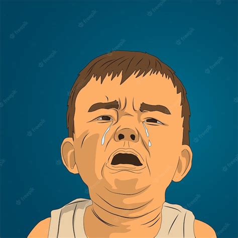 Premium Vector | Kid crying in cartoon vector drawing