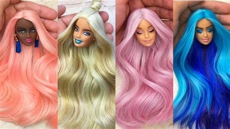 Barbie Doll Makeover Transformation.💞 DIY Miniature Ideas for Barbie ~ Wig, Dress, Faceup, and ...