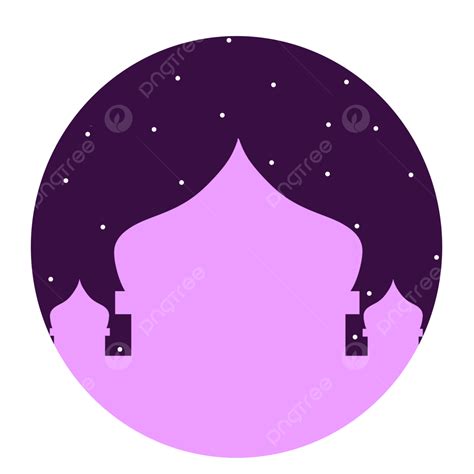 Mosque Painting Silhouette Vector PNG, Circle Night Mosque Silhouette ...