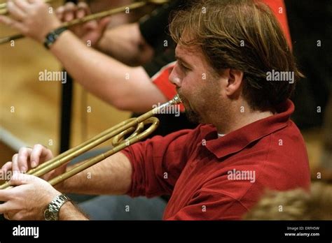 Natural trumpet in playing position. Brass section Stock Photo - Alamy