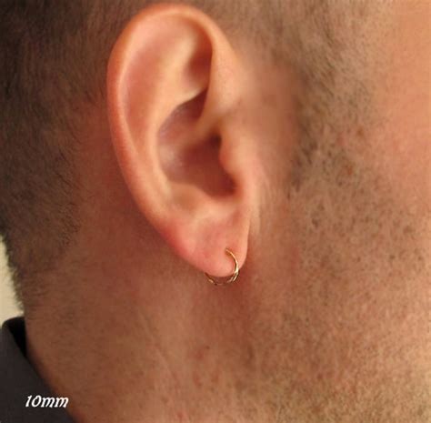 Mens Gold Earrings. 10mm Hoop for men. 14K Gold Filled. Mens