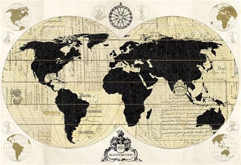 Vintage World Map | Arte con mapas, Arte de mapa mural, Papel tapiz de mapa