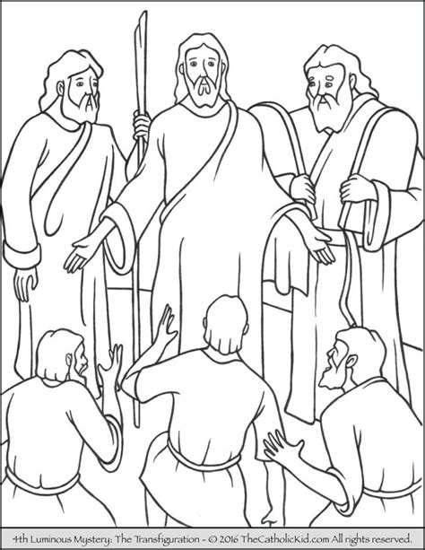 Luminous Mysteries Rosary Coloring Pages - The Transfiguration - The Catholic Kid - Catholic ...