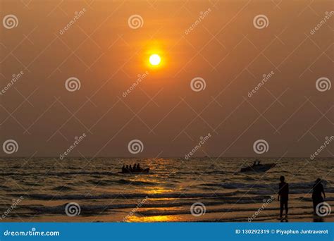 People Playing on the Beach during Sunset Stock Image - Image of relax ...