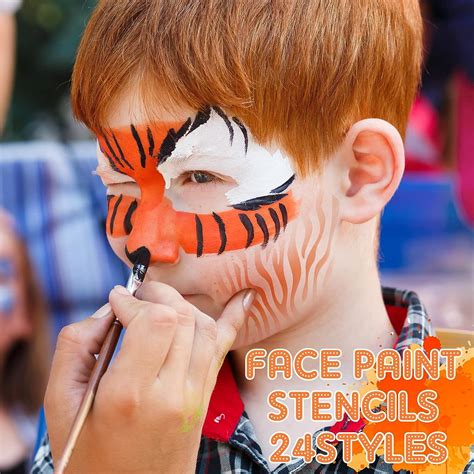 24 Pieces Face Paint Stencils Face Body Painting Stencils Tattoo Painting Templates Face Tracing ...