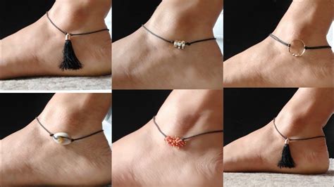 5 diy black thread anklet designs/najar ka dhaga designs/diy anklet ...