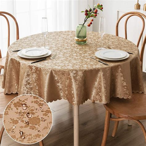 Waterproof Vinyl Tablecloth Round Heavy Duty Table Cloth Wipeable Table Cover for Kitchen and ...