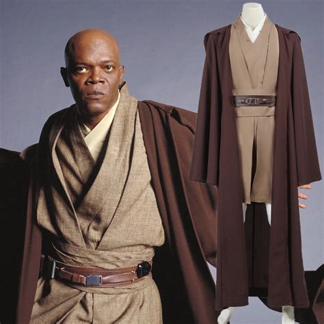 Star wars mace windu jedi knight cosplay halloween costume tunique pour hommes avec manteau robe ...