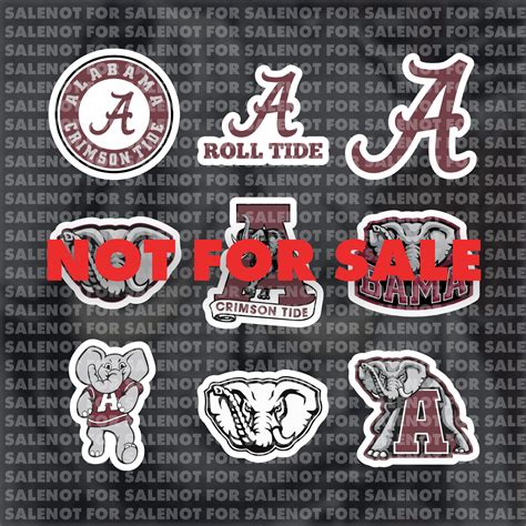 Alabama Crimson Tide Set 8 inch (9 Stickers)