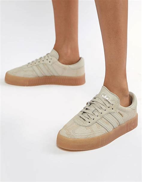 Adidas Originals Samba Rose Trainers In Tan With Gum Sole | vlr.eng.br