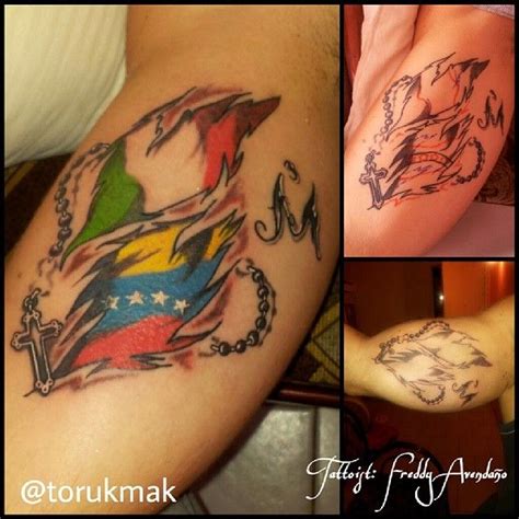 Italy and Venezuela Flag Tattoos