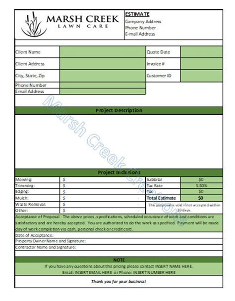 Care Estimate Template Lawn Mowing Quote Template Lawn - Etsy