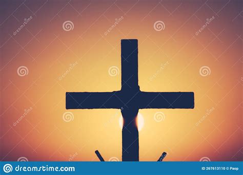 Christian Cross Photographed at Sunset in Santorini Stock Photo - Image ...