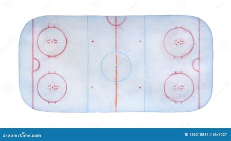 Frosty Ice Hockey Rink Watercolour with Lines, Marks, Circles, Zones and Positions. Stock Photo ...