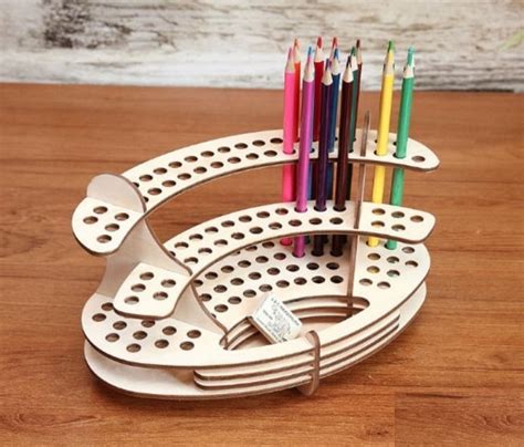 Laser Cut Wood Pencil Holder Pen Stand Pencil Storage Organizer 3mm ...