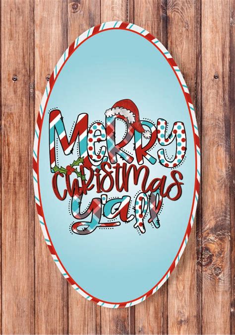 Merry Christmas Y'all Oval Wreath Sign - Etsy