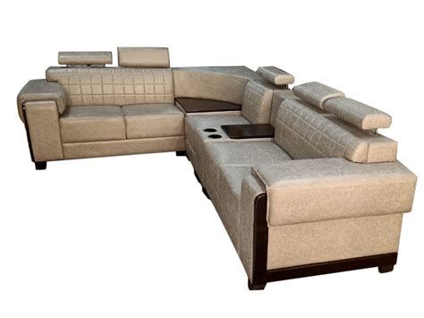 Beige Wood 5 Seater Corner Sofa Set, Rexin at Rs 55000/set in New Delhi ...