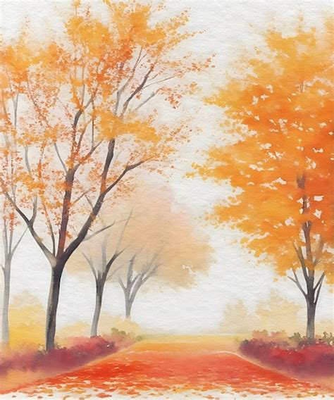 Premium AI Image | Watercolor Painting of Autumn Trees