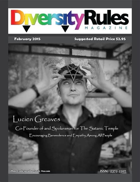 February issue cover featuring Lucien Greaves, the co-founder and ...